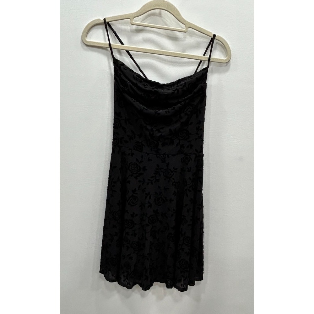 Rewind Floral Burnout Slip Dress Womens Small Black Y2K Grunge‎ Party Mini Dress